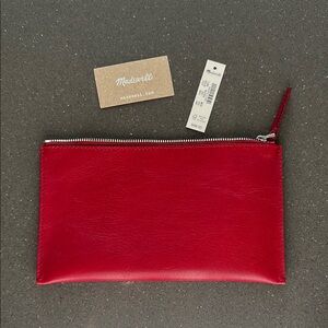 NWT Madewell Red 100% Leather Pouch / 8.5x5